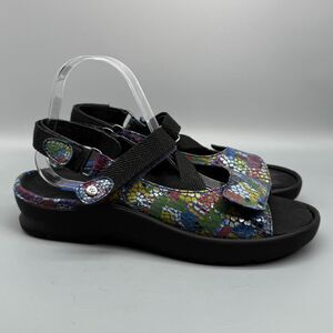 Wolky Jewel Women's 11 Jeans Multi Leather Sandals Hook & Loop Slingback Comfort